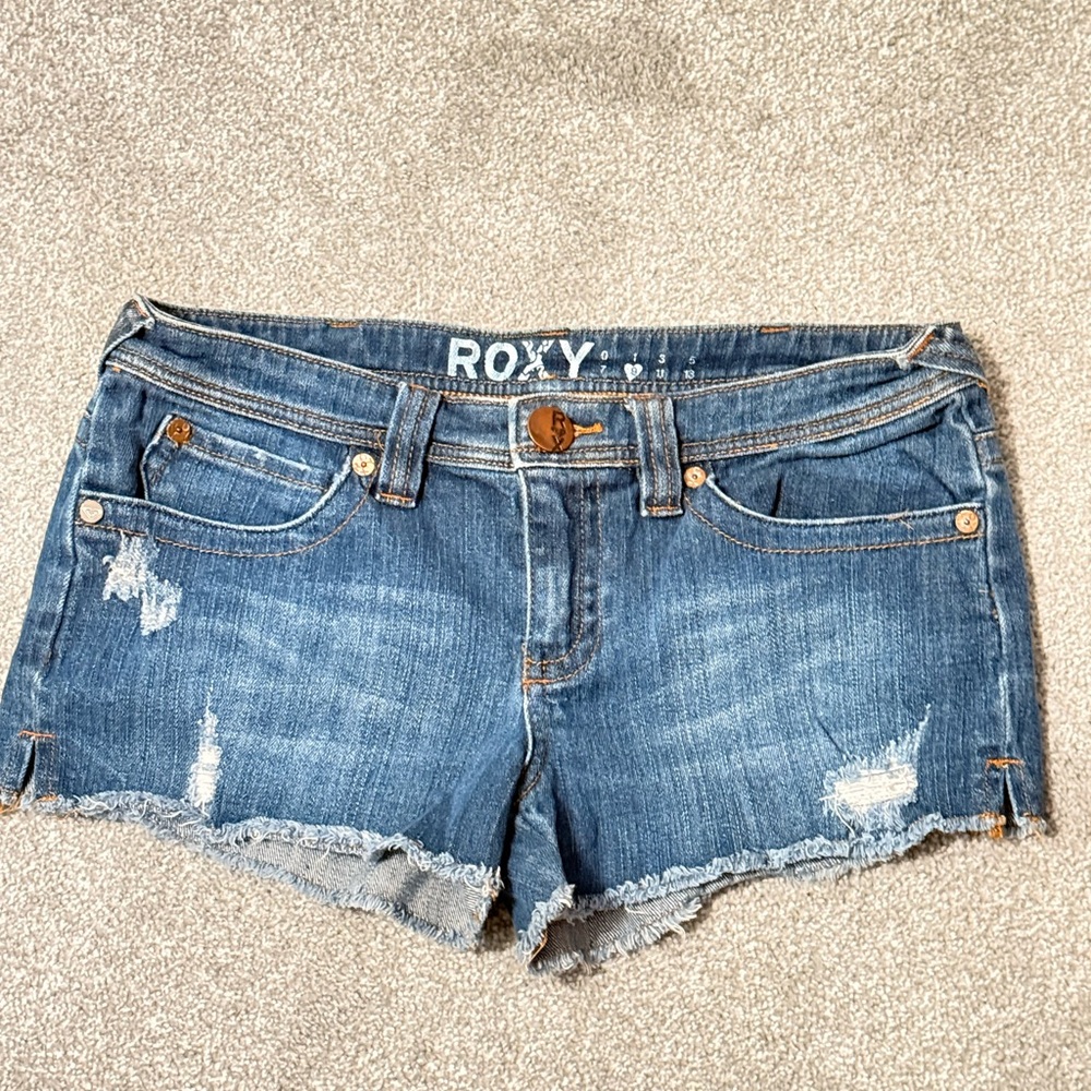 Roxy Distressed Blue Jean Shorts